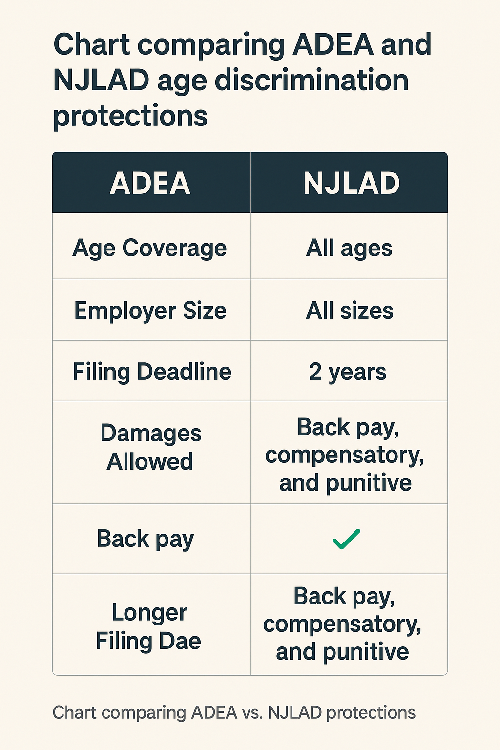 ADEA vs. NJLAD—coverage, remedies, timelines