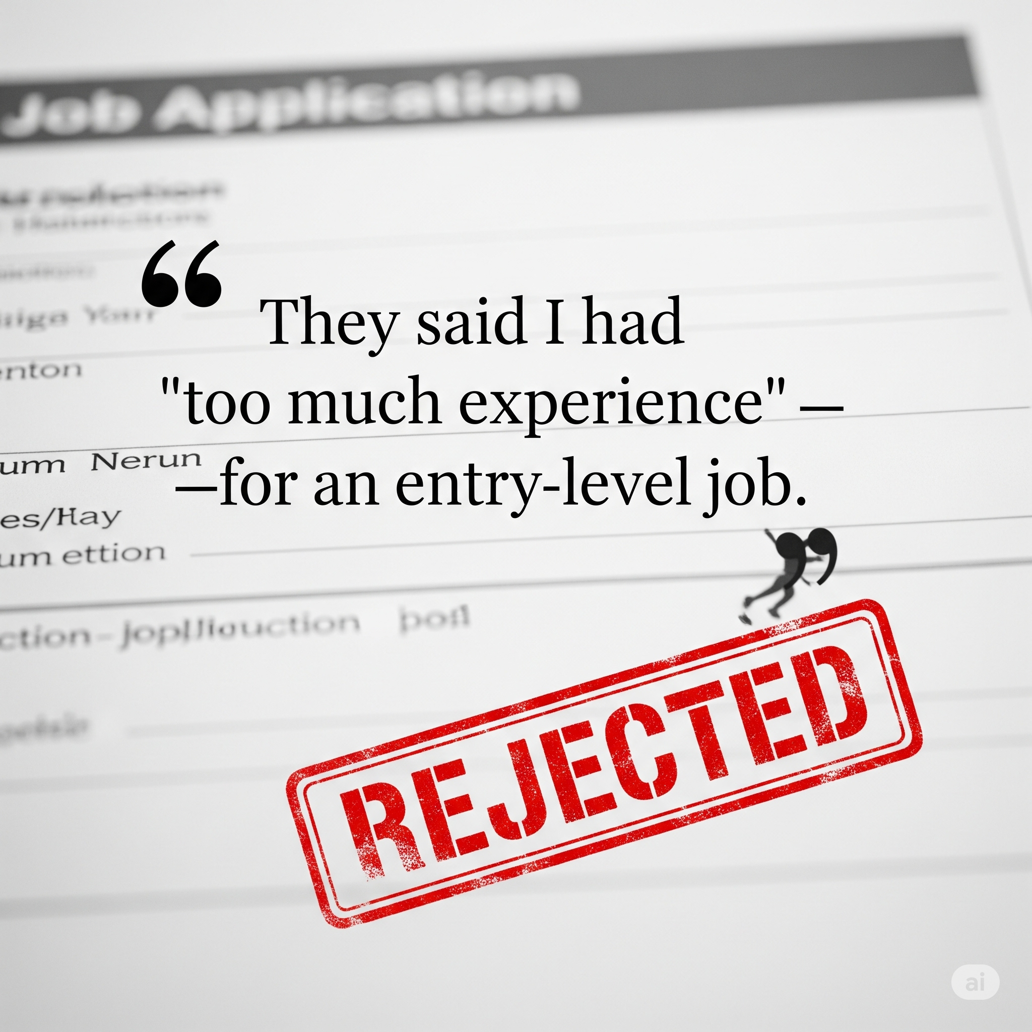 They said I had ‘too much experience’—for an entry-level job. They said I had ‘too much experience’—for an entry-level job.