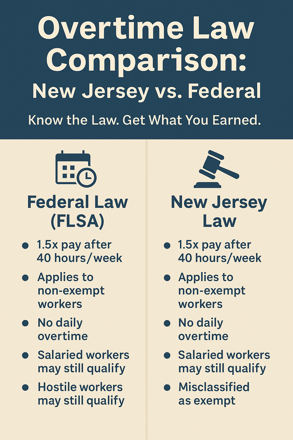 Overtime Law Comparison: NJ vs. Federal Overtime Law Comparison: NJ vs. Federal
