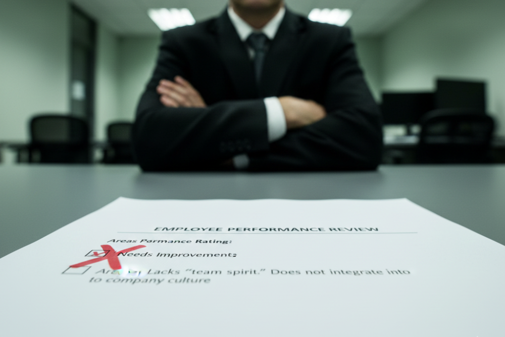 Year-End Retaliation What to Do if You’re Targeted for Speaking Up at Work Negative performance review with a "Needs Improvement" rating, symbolizing year-end workplace retaliation.