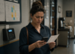 Employee reviewing a sudden pay change at work after an unexpected pay reduction.