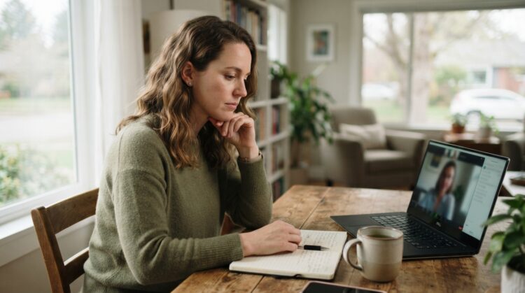 Employee using a virtual mental health appointment while considering FMLA leave for anxiety or depression in New Jersey or Pennsylvania.