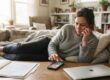 Employee on medical leave receiving repeated work calls while reviewing FMLA paperwork.